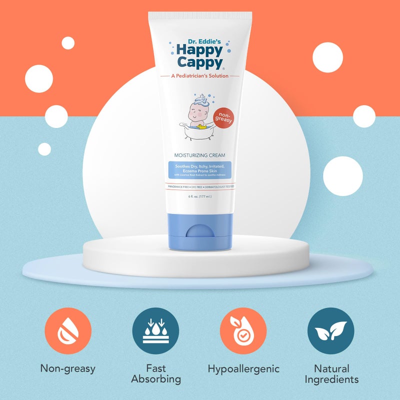 Happy Cappy Moisturizing Cream - Baby Cream for Eczema-Prone Skin, Lotion for Infants, Kids, Pediatrician-Formulated, Gentle, Paraben Free, Hypoallergenic, Sulfate Free, Soothes Dry Skin - 6 fl oz - Image 2